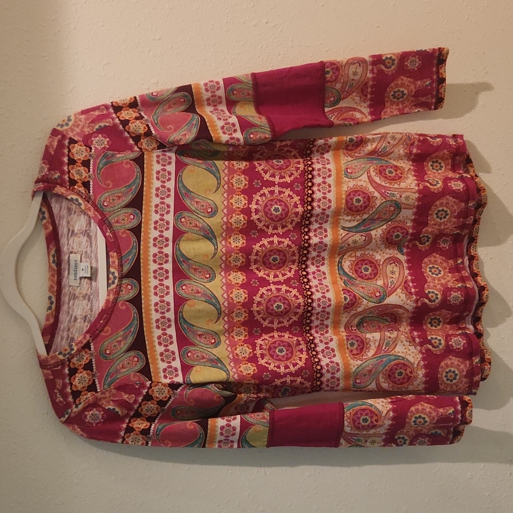 Sundance Pink Paisley Print Top Size M
